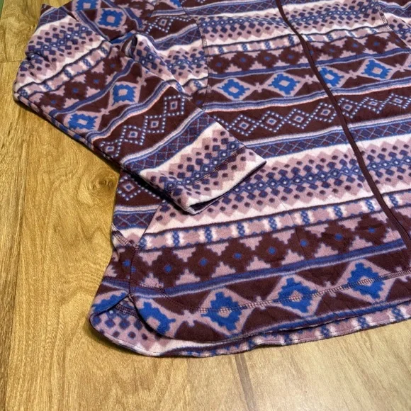 Eddie Bauer Purple Full Zip Fleece Aztec Southwest Western Womens Size XL - Picture 2 of 9